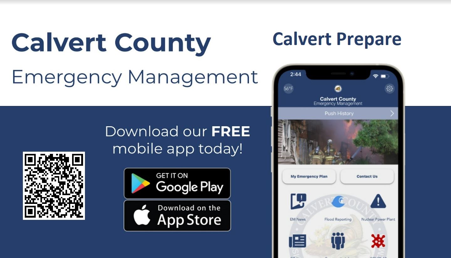 Download Emergency Management's mobile app, Calvert Prepare
