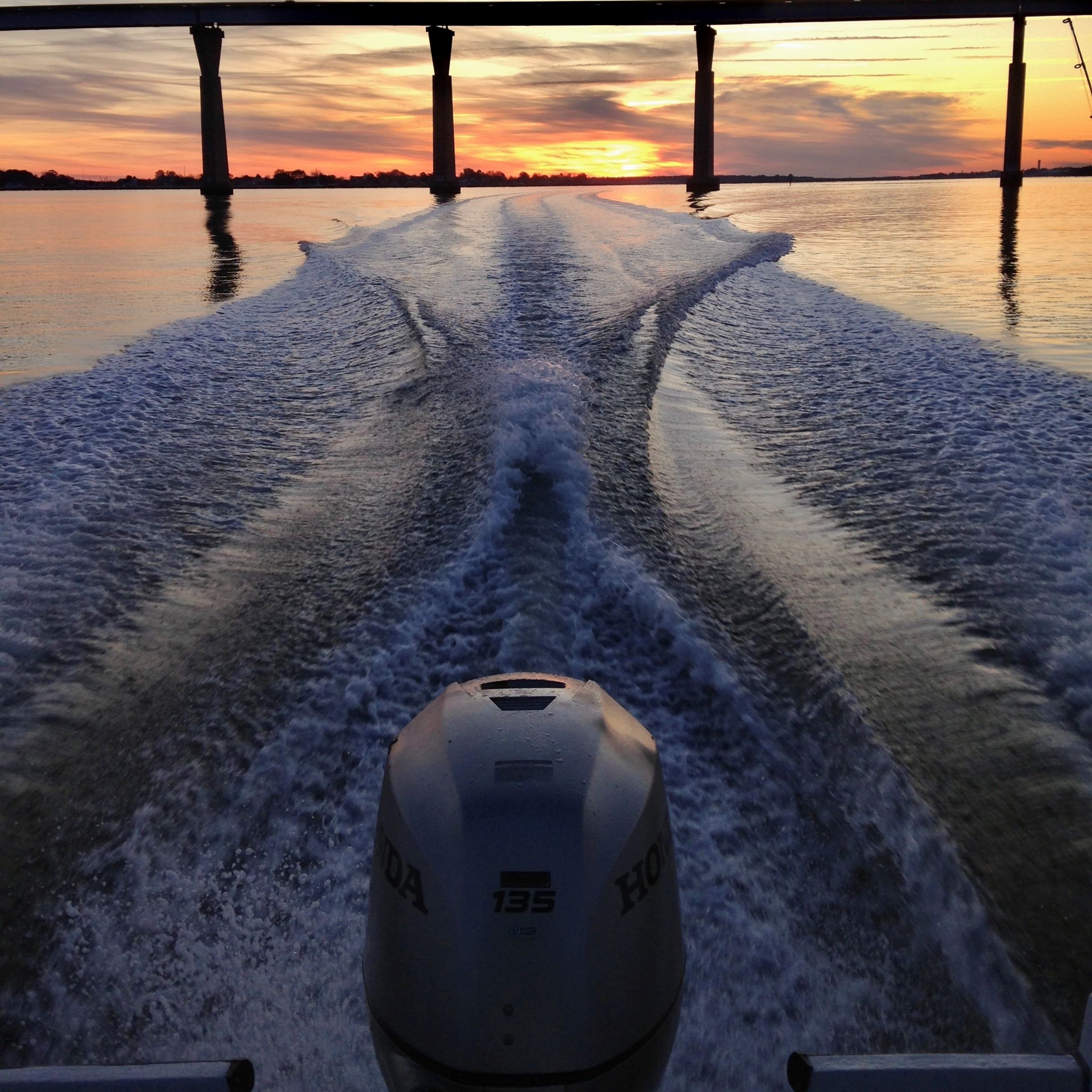 Boating on the Patuxent River with view of Solomons bridge