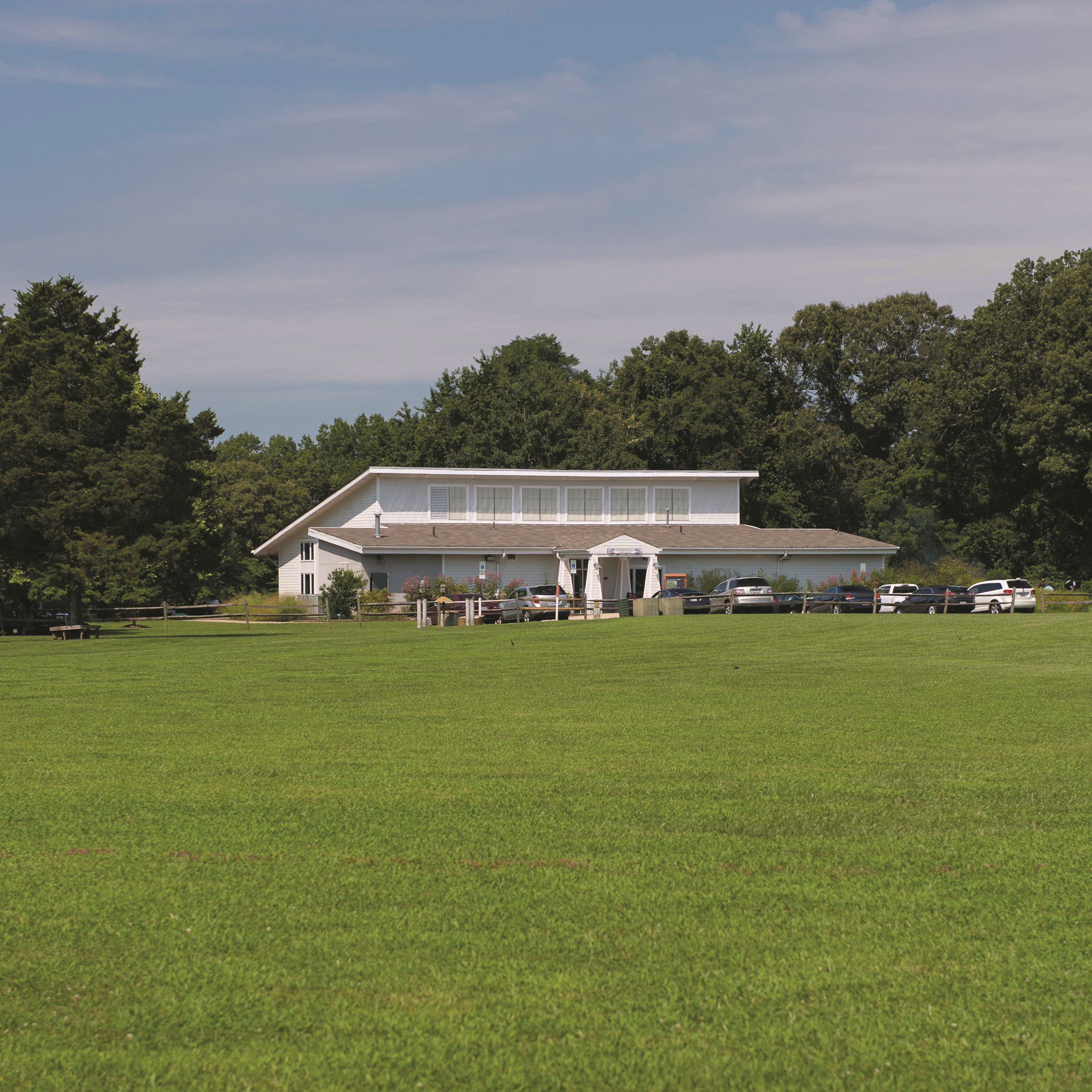 Kings Landing view of building, field and trees