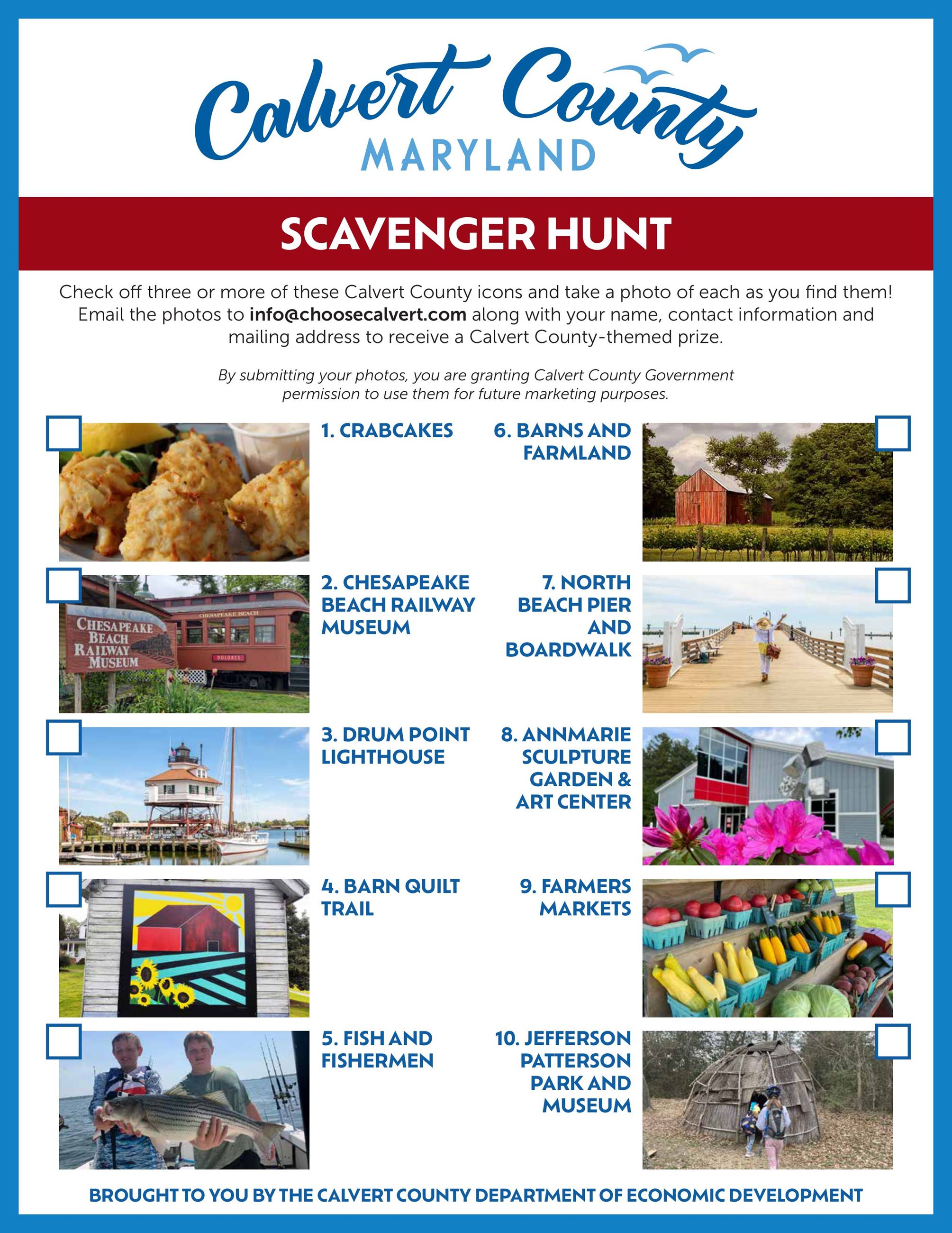 Calvert County Scavenger Hunt Flyer 2025